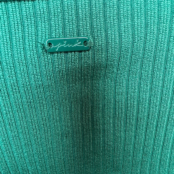 PINK Victoria's Secret Teal Ribbed Crop Top Size Medium NWOT - Picture 3 of 4